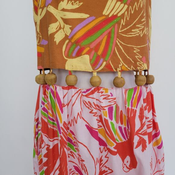 NEW Farm Rio Mixed Color Birds Balls Dress Maxi Printed Tropical Women Small - Picture 6 of 16